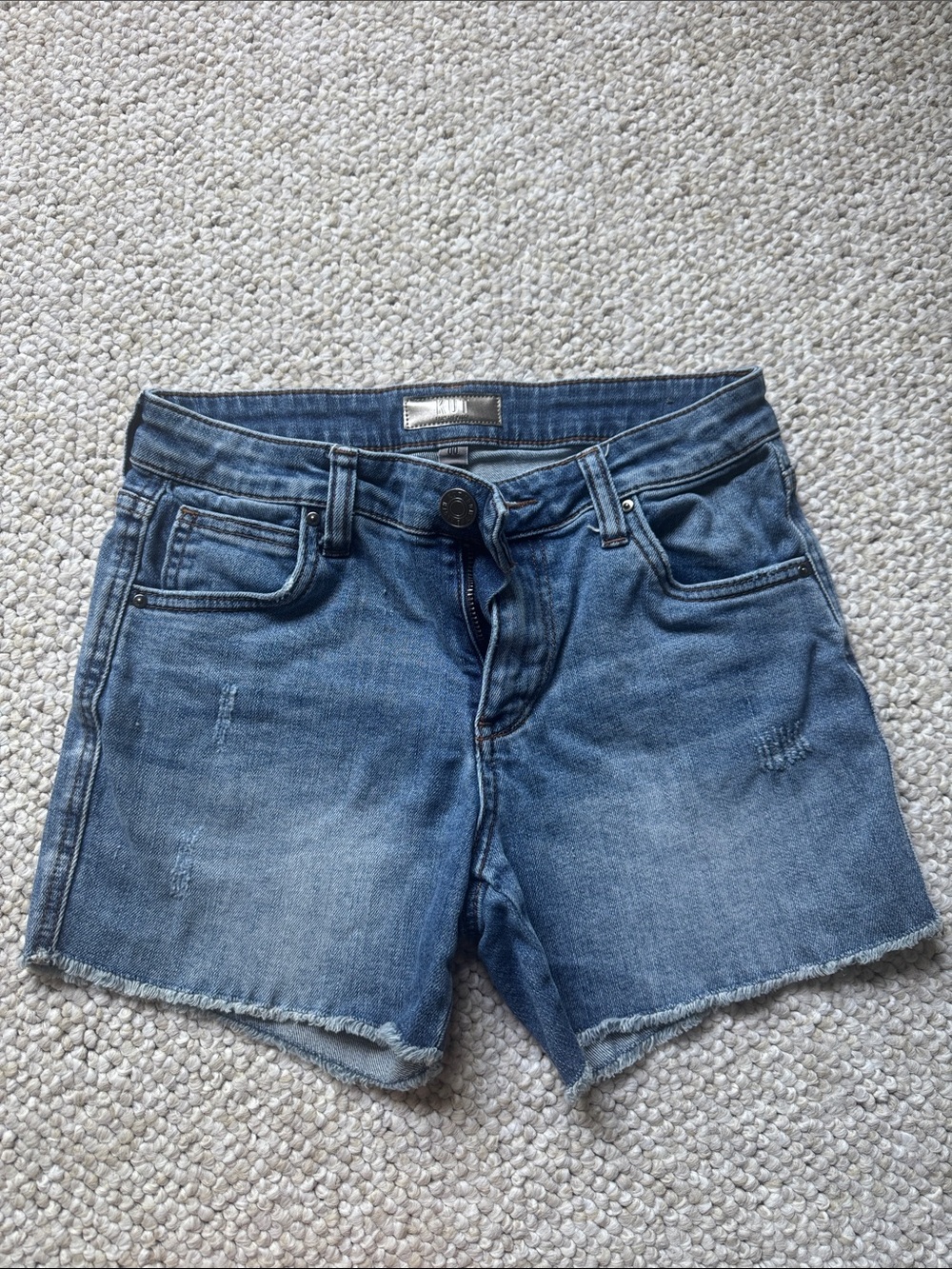 Kut from the Kloth Blue Denim High Waisted Frayed Shorts Size 00